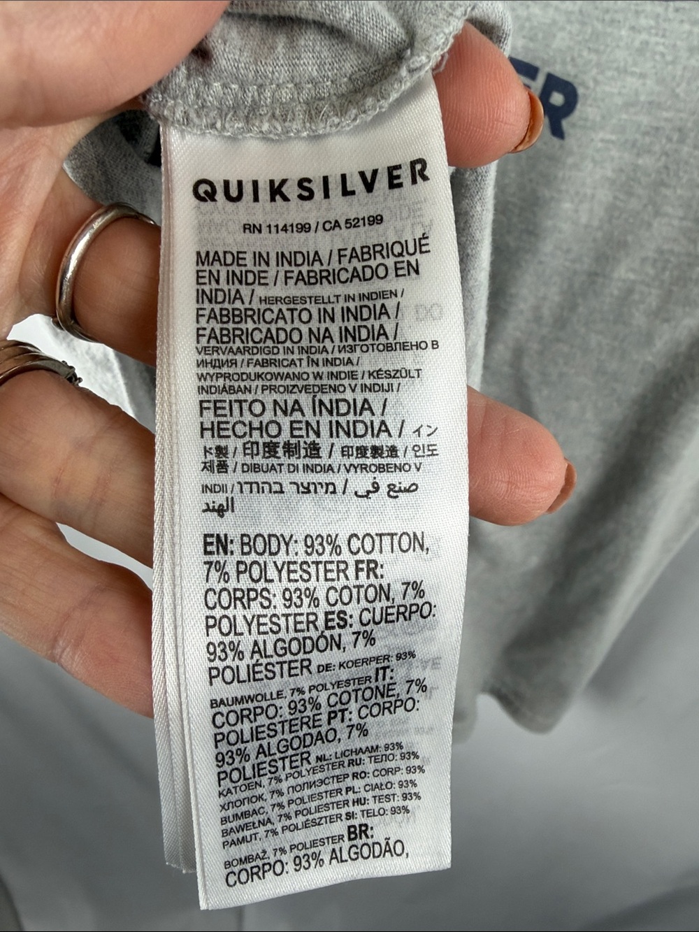 Quicksilver Men’s Gray Short Sleeve Logo Tee - Picture 4 of 7